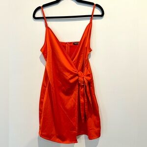 Nasty Gal Orange Wrap Mini Dress Size 6